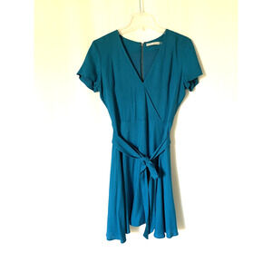 Alice And Olivia Womens Dress Small Blue Mini Belted Short Sleeve